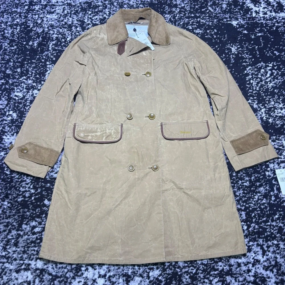 Barbour Icons Re-Engineered Haydon Waxed Trench Coat Sand Size 8 LSP0023KH51